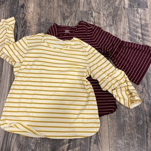 NWOT Van Heusen Bundle. 2 stripped wide sleeve tops size Large
